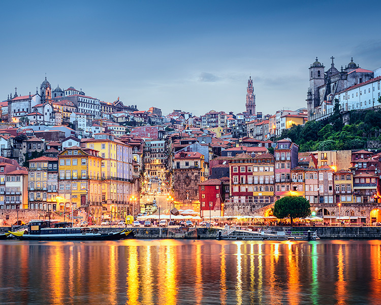 The stunning lights of Porto, Portugal.